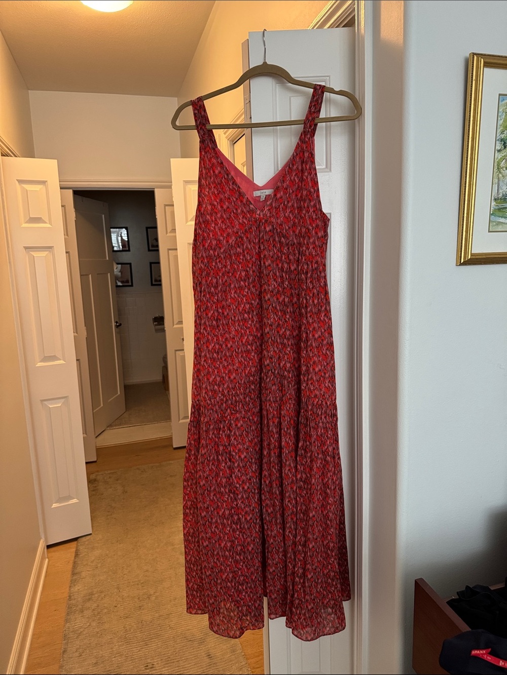 Flowy Red Tribal Patterned V-Neck Maxi Dress - Joie